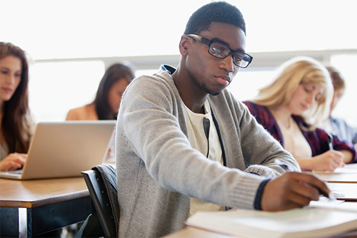 Student working at desk