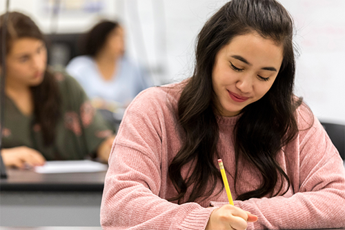 Student taking an exam