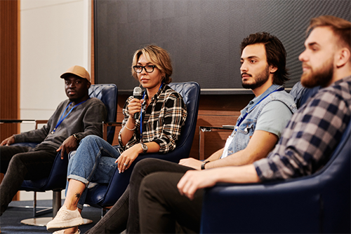 Panel of speakers at an event
