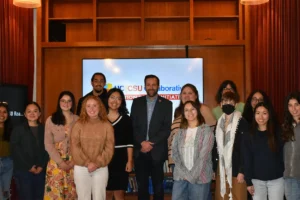 Student and faculty from new policy initiative pose