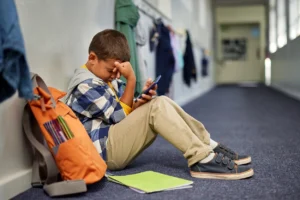 Student experiences stress sitting on floor at school